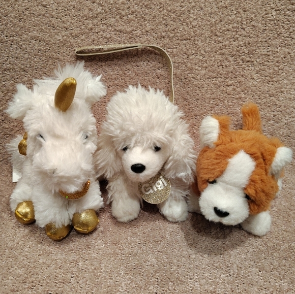 GUND Justice Pet Shop Lot Of 3 Plush Animals -Gigi, Wynny Dogs & Starry Unicorn - Picture 1 of 9